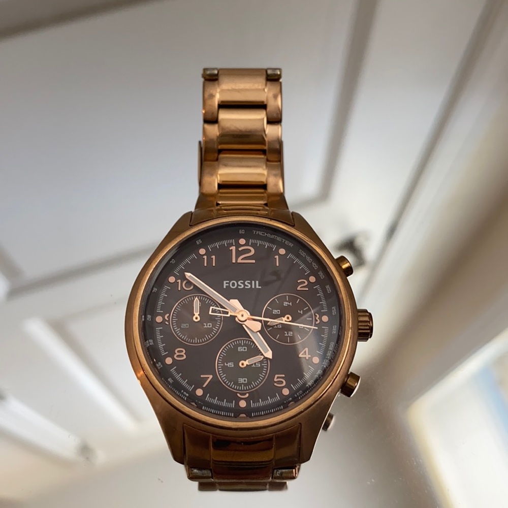 Fossil Brown Dial Rose Gold Women's Watch